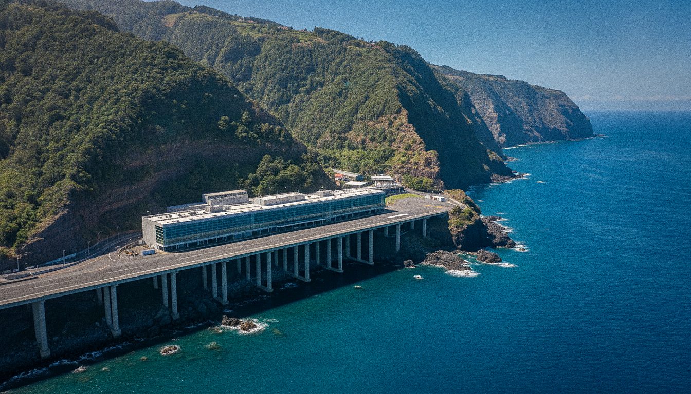 Terminalfassade des Flughafens Madeira am Tag